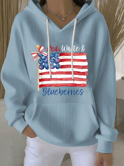 Women's Red White & Blueberries Casual Hoodie