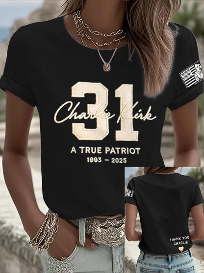 Women's Freedom True Patriot Memorial Printed T-shirt