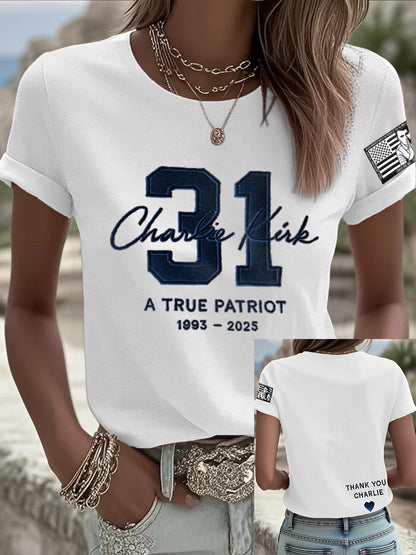 Women's Freedom True Patriot Memorial Printed T-shirt