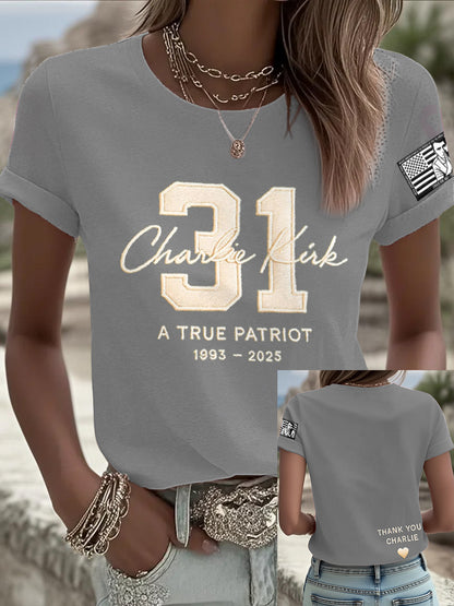 Women's Freedom True Patriot Memorial Printed T-shirt