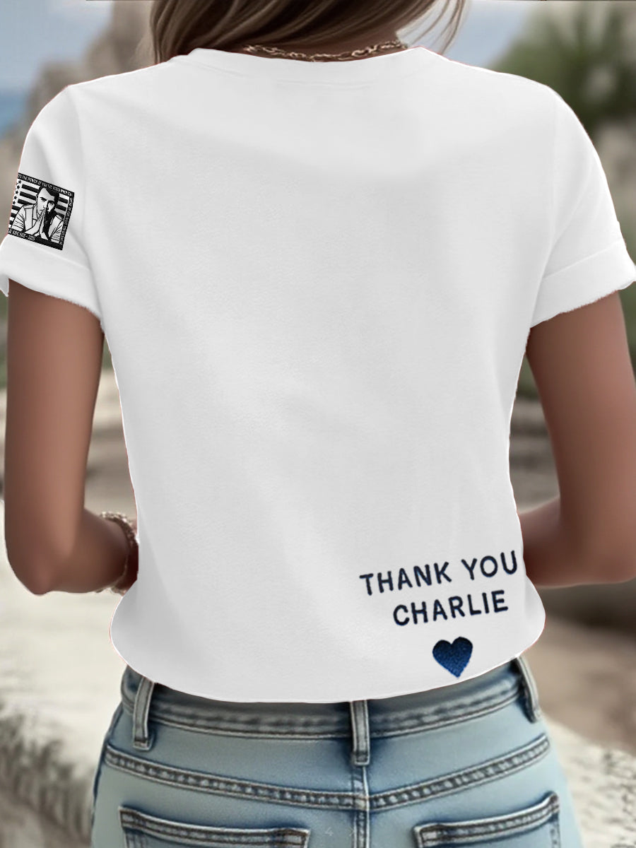 Women's Freedom True Patriot Memorial Printed T-shirt