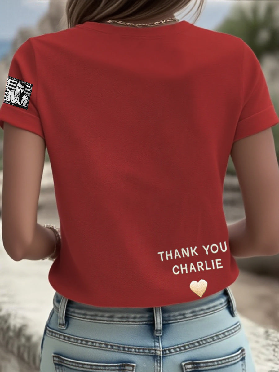 Women's Freedom True Patriot Memorial Printed T-shirt