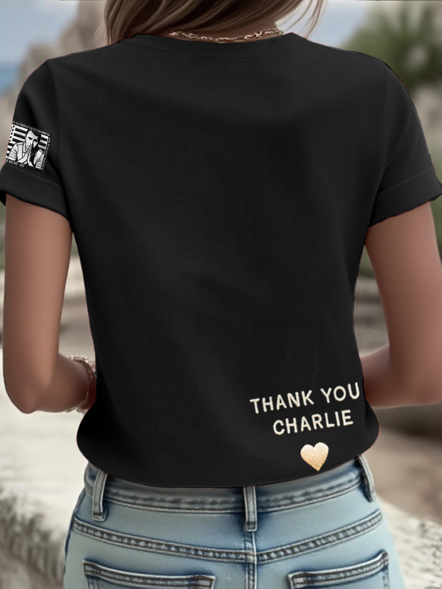 Women's Freedom True Patriot Memorial Printed T-shirt