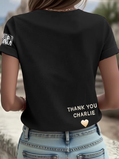 Women's Freedom True Patriot Memorial Printed T-shirt