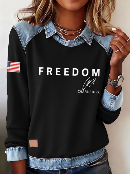 Women's Freedom Is Not Free R.I.P Charlie Kirk Casual Long Sleeve Top