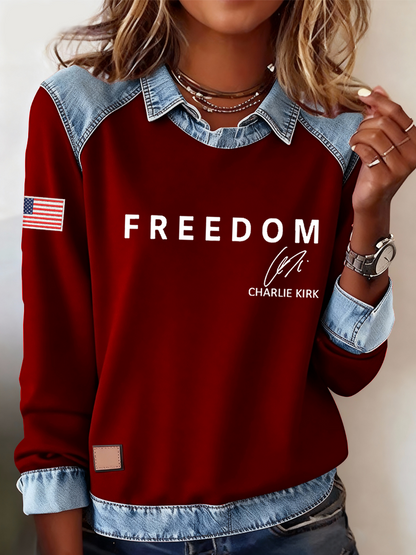 Women's Freedom Is Not Free R.I.P Charlie Kirk Casual Long Sleeve Top