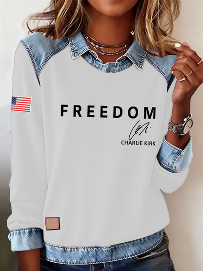 Women's Freedom Is Not Free R.I.P Charlie Kirk Casual Long Sleeve Top
