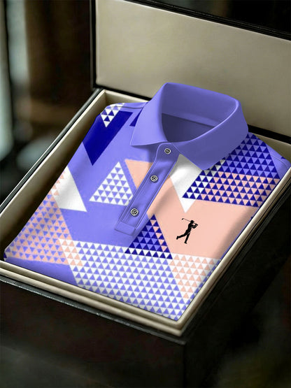 Men's Vintage Business Style Printed Casual Polo Shirt