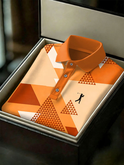 Men's Vintage Business Style Printed Casual Polo Shirt