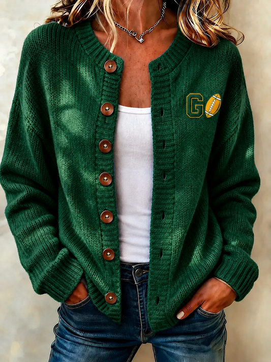Women's Football Cardigan-Style Knit Jacket