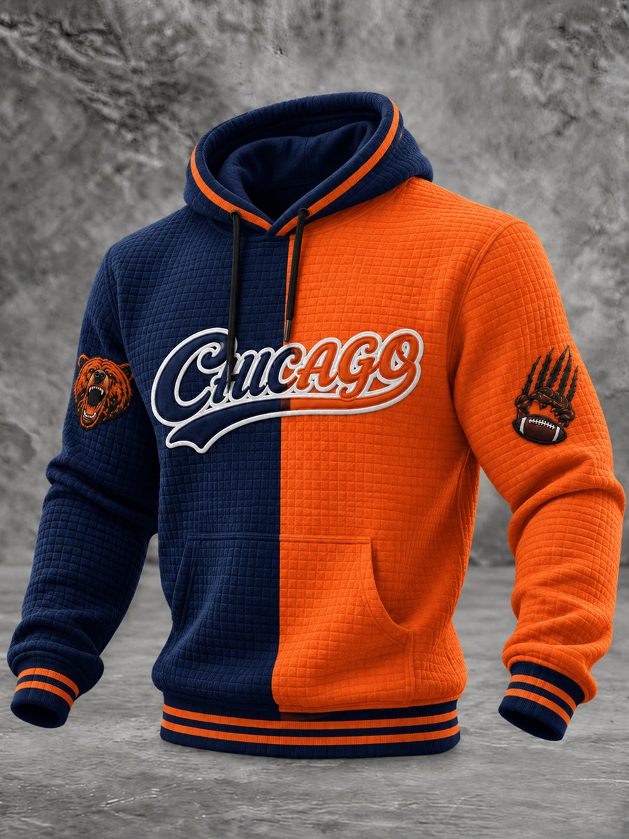 Men's Football Gameday Gift For Football Fans Checkered Cotton Hoodie