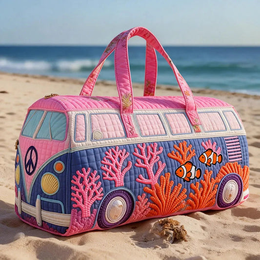 Coral Reef Fish Print Quilted Duffle Bag