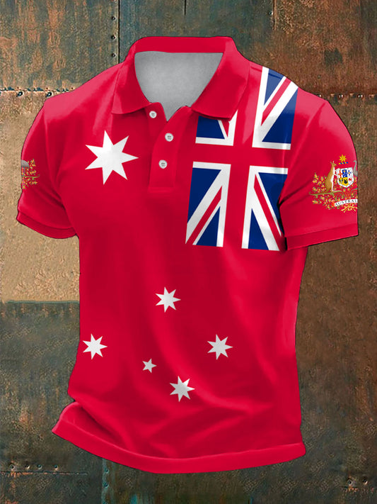 Men's AU Flag Printed Casual Tops