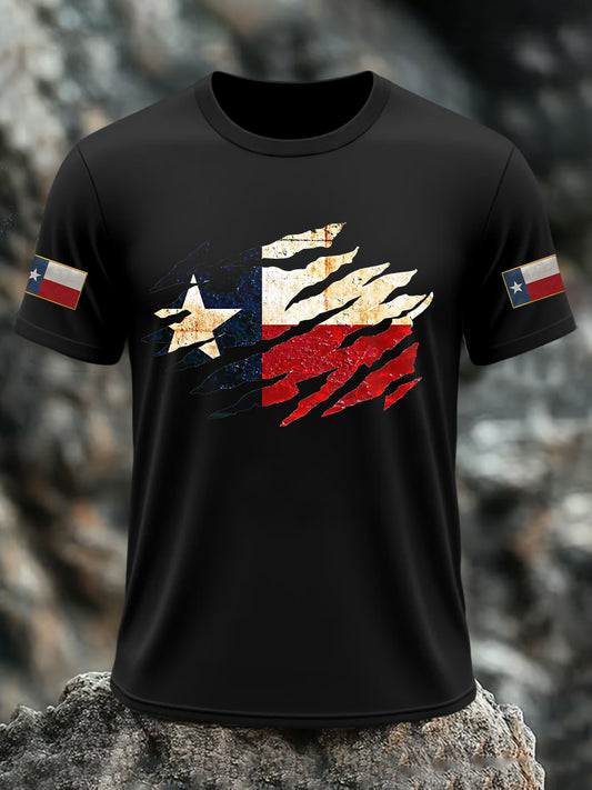 Men's Texas Flag Printed Short Sleeve T-shirt