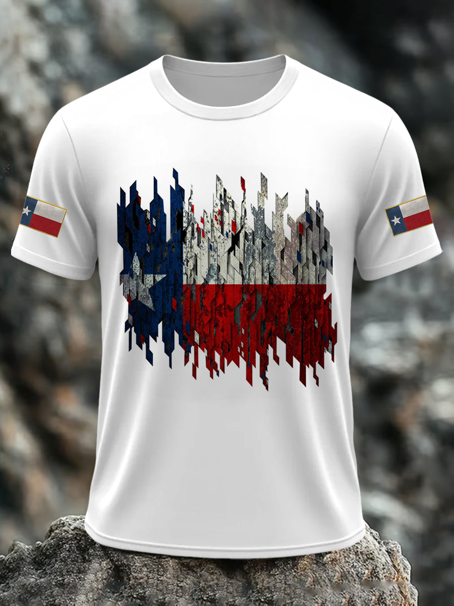 Men's Texas Flag Printed Short Sleeve T-shirt