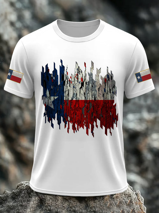 Men's Texas Flag Printed Short Sleeve T-shirt