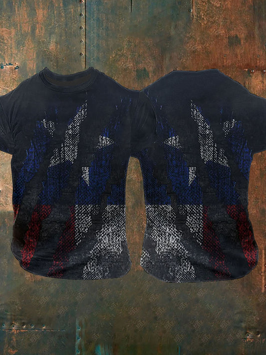 Men's Texas Flag Printed Short Sleeve T-shirt