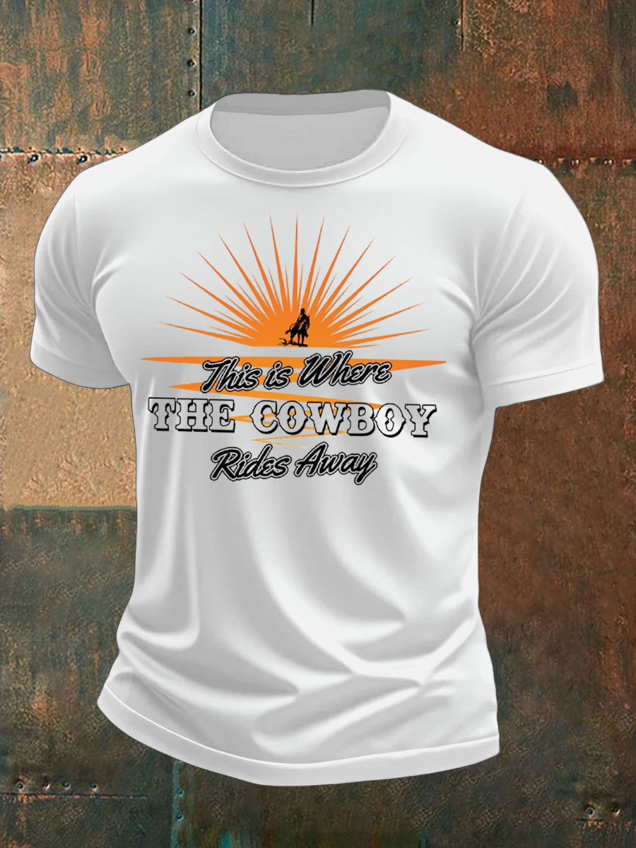 Men's Cowboy Rides Away Texas Country Music short-sleeved T-shirt