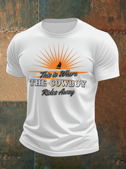 Men's Cowboy Rides Away Texas Country Music short-sleeved T-shirt