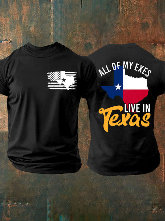 Men's All My Ex's Live In Texas Printed T-shirt