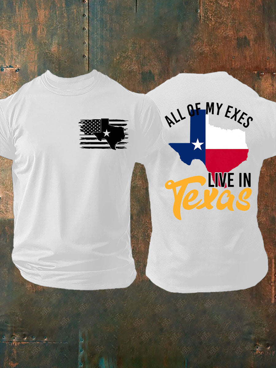 Men's All My Ex's Live In Texas Printed T-shirt