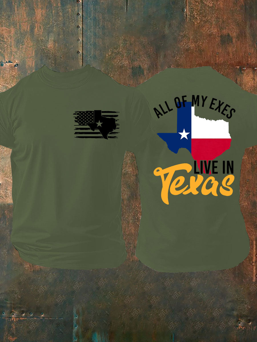 Men's All My Ex's Live In Texas Printed T-shirt