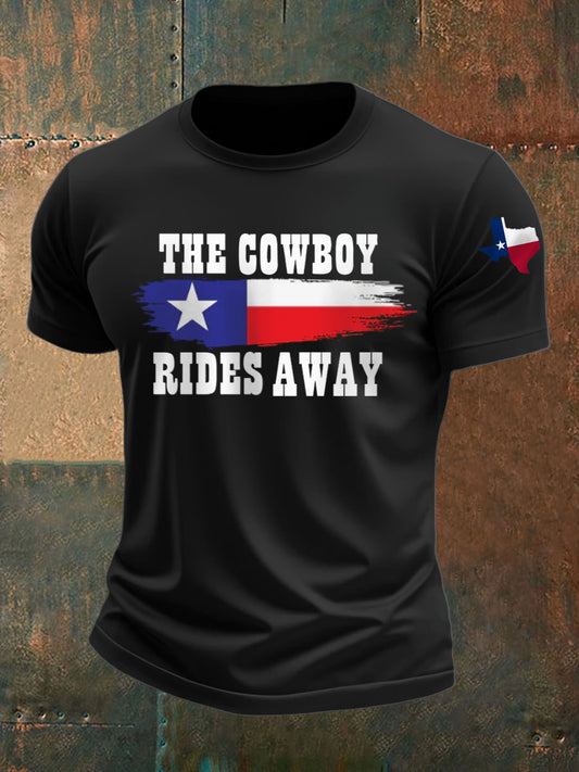 Men's Cowboy Rides Away Texas Country Music short-sleeved T-shirt