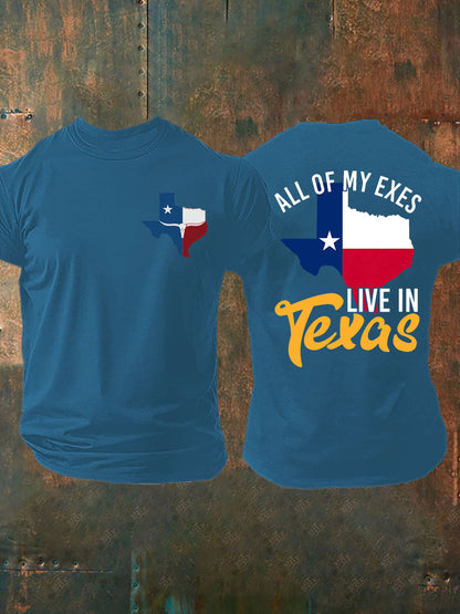 Men's All My Ex's Live In Texas Printed T-shirt