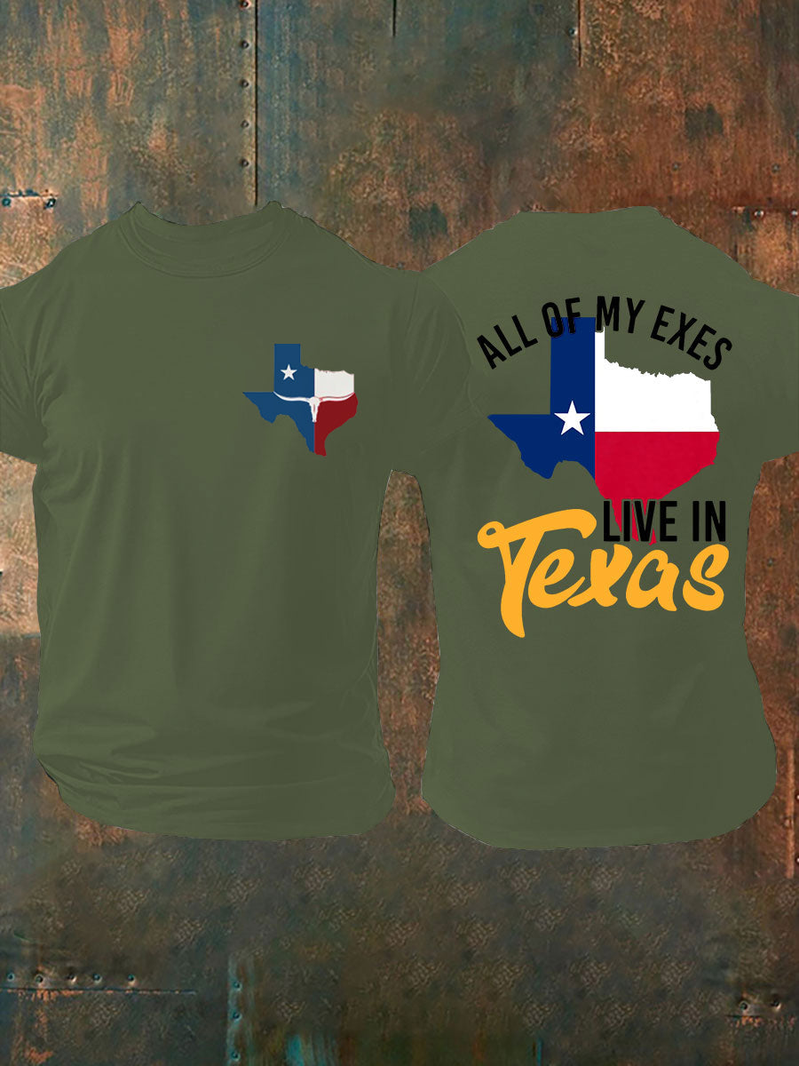 Men's All My Ex's Live In Texas Printed T-shirt