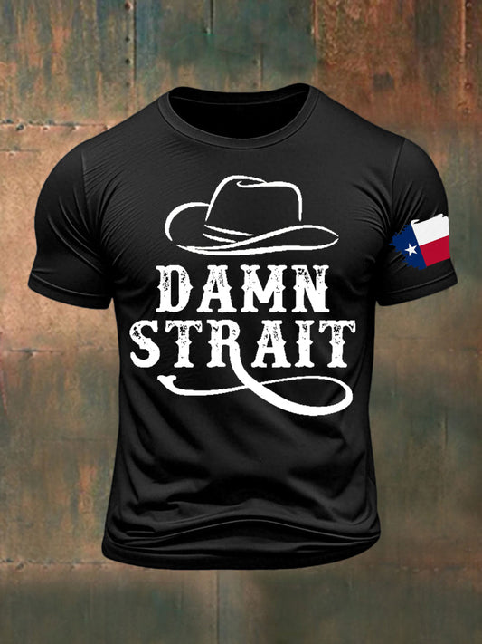Men's Damn Strait Country Music Printed T-shirt