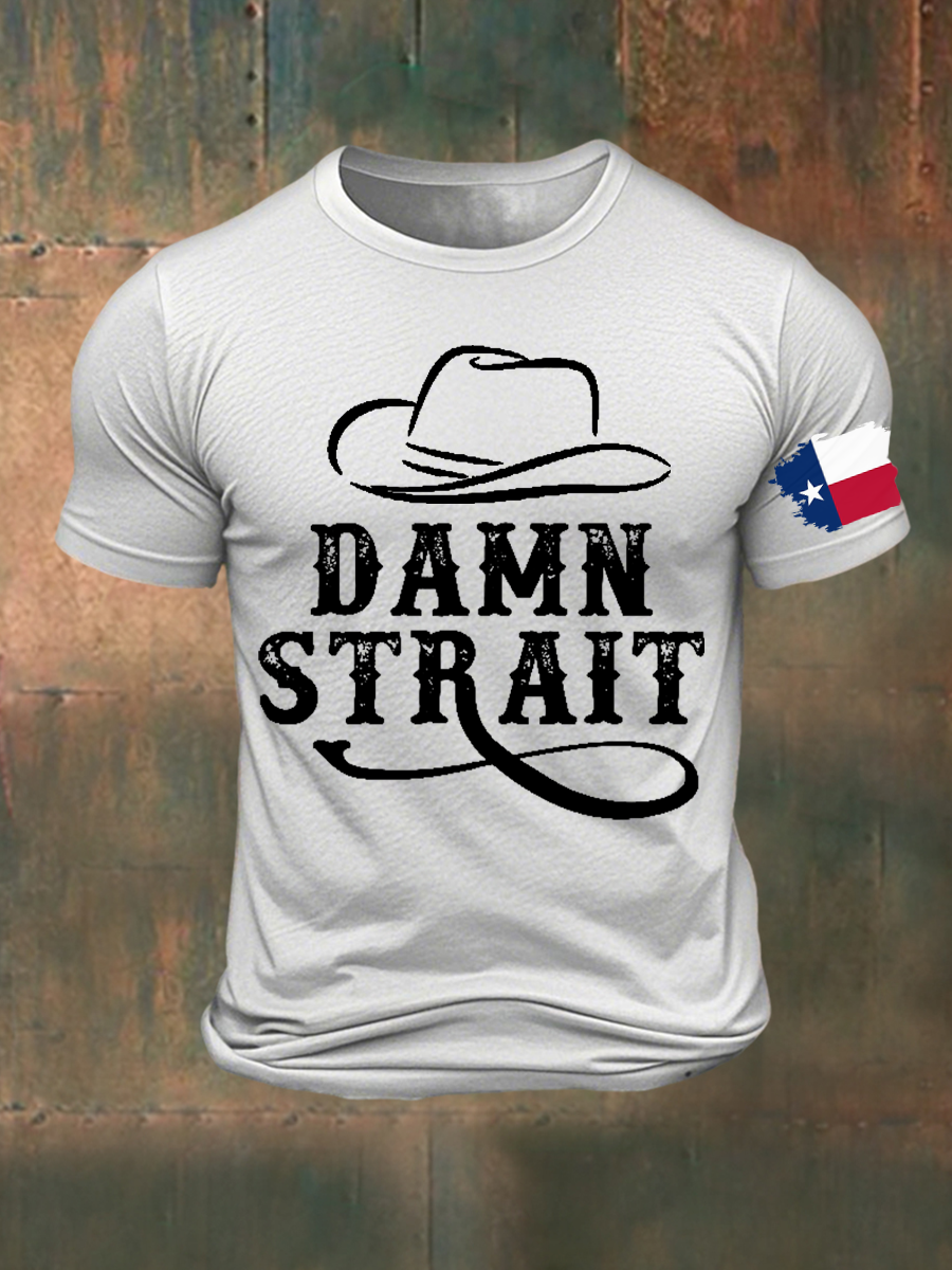 Men's Damn Strait Country Music Printed T-shirt