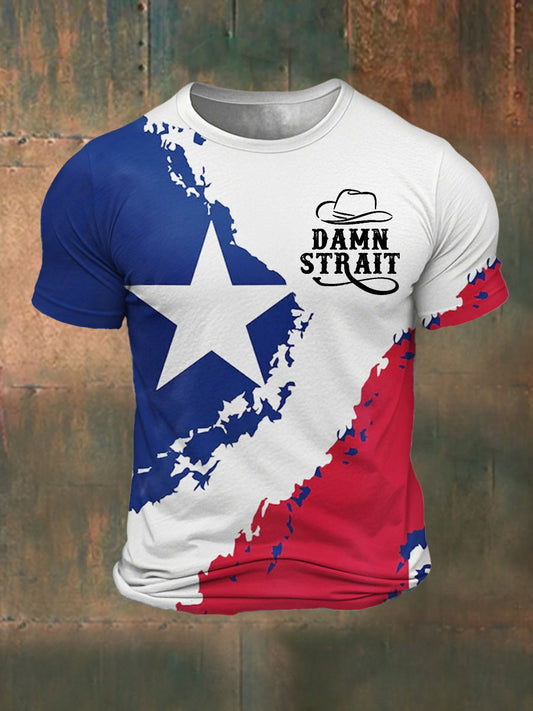 Men's Damn Strait Country Music Printed T-shirt