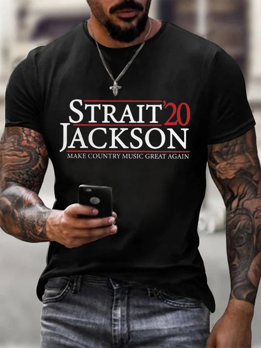 Men's Strait’20 Jackson Make Country Music Great Again Short-sleeved T-shirt