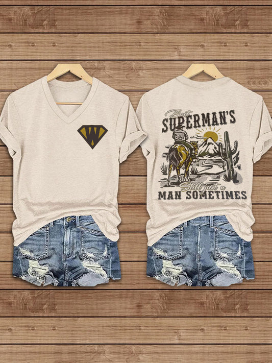 Women's Wallen Superman Print short-sleeved T-shirt