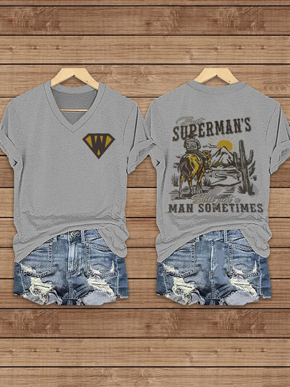 Women's Wallen Superman Print short-sleeved T-shirt