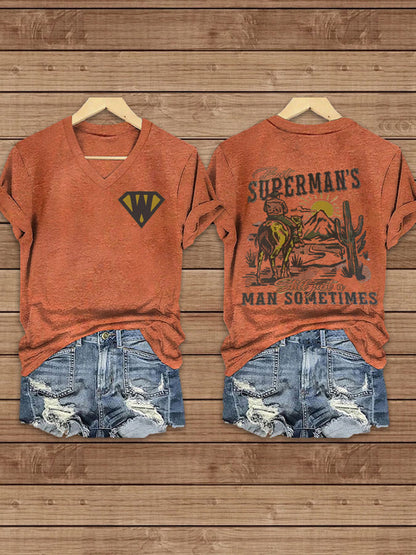 Women's Wallen Superman Print short-sleeved T-shirt