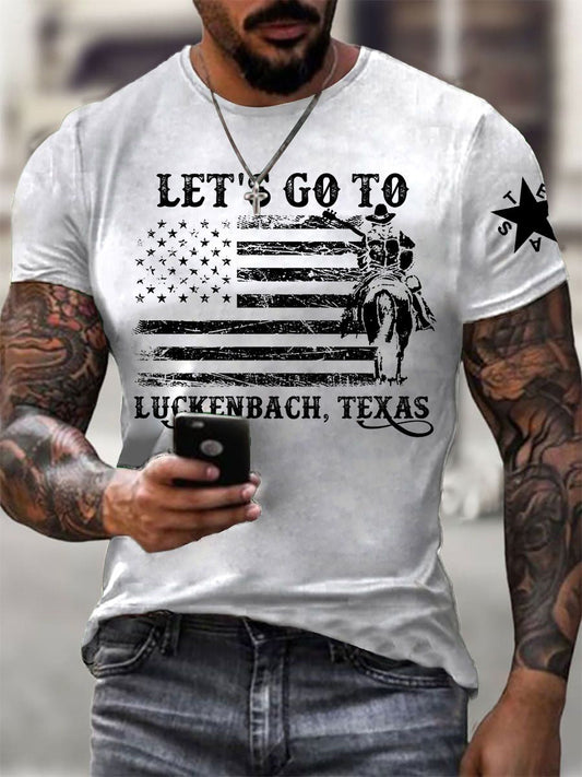 Men's Let's Go To Luckenbach Texas Short-sleeved T-shirt