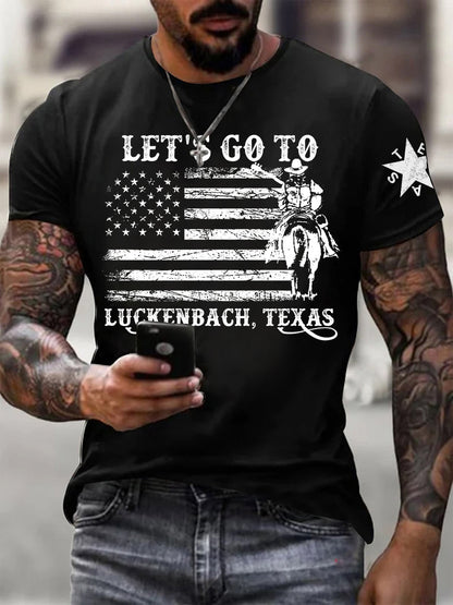 Men's Let's Go To Luckenbach Texas Short-sleeved T-shirt