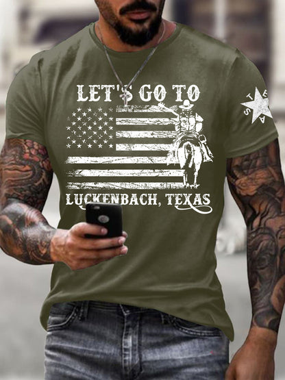 Men's Let's Go To Luckenbach Texas Short-sleeved T-shirt