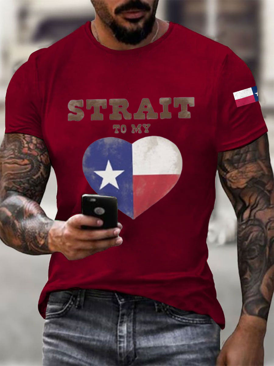 Men's Strait To My Heart Texas Cotton T-shirt