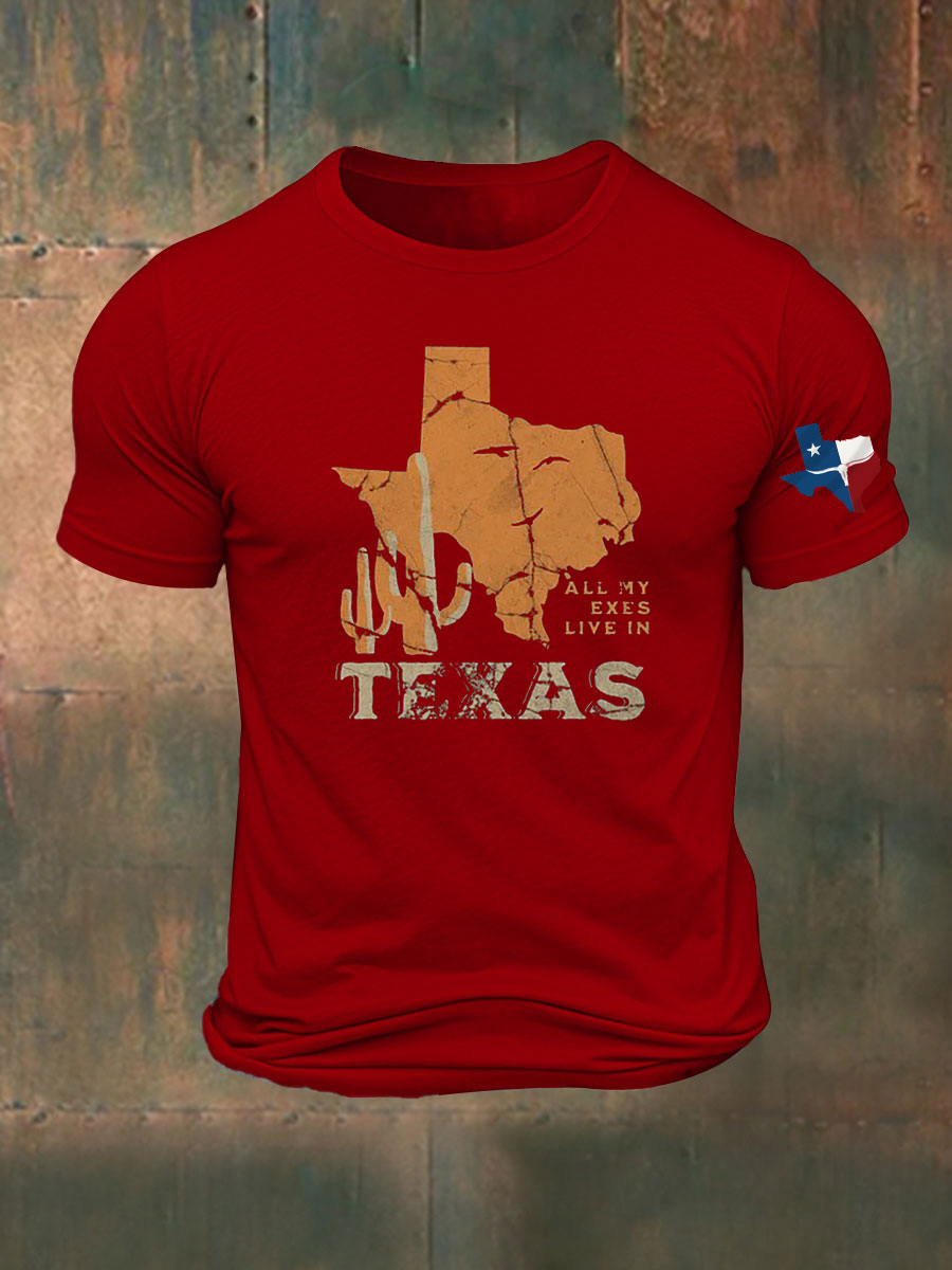 Men's All My Ex's Live In Texas Printed T-shirt