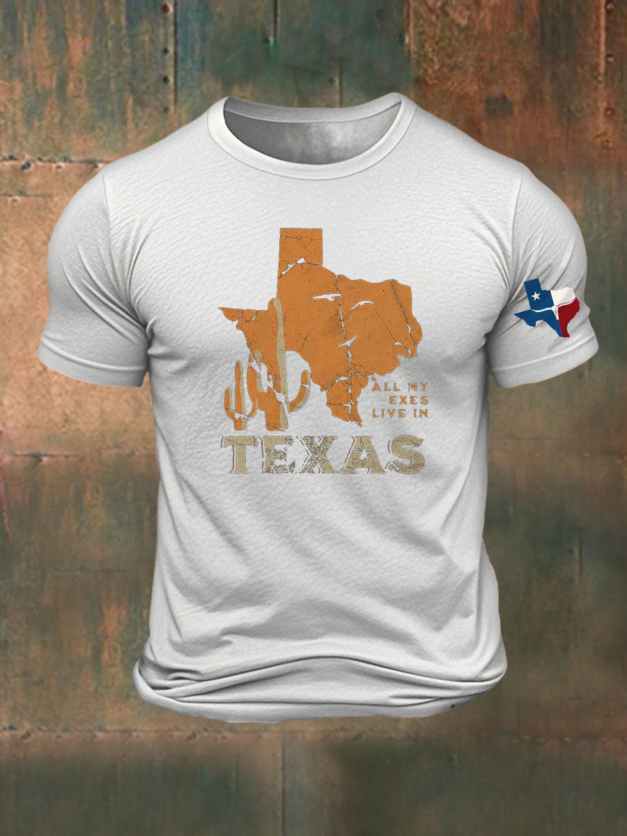 Men's All My Ex's Live In Texas Printed T-shirt