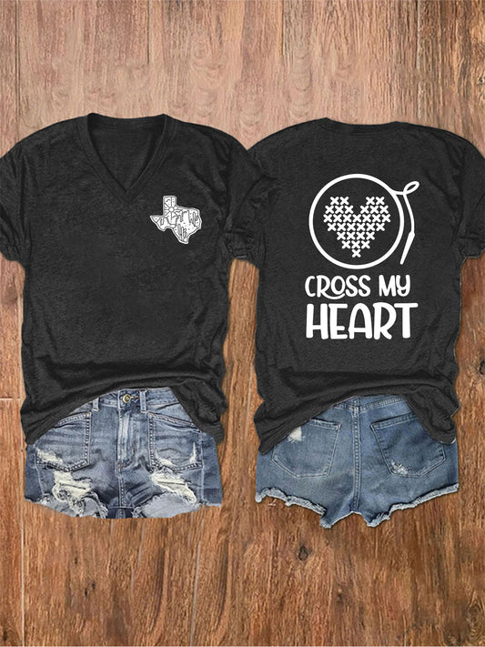 Women's Country Music Printed V-neck T-shirt