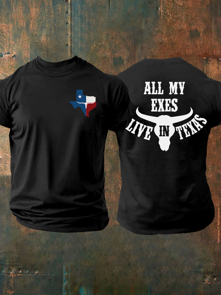 Men's All My Ex's Live In Texas Printed T-shirt