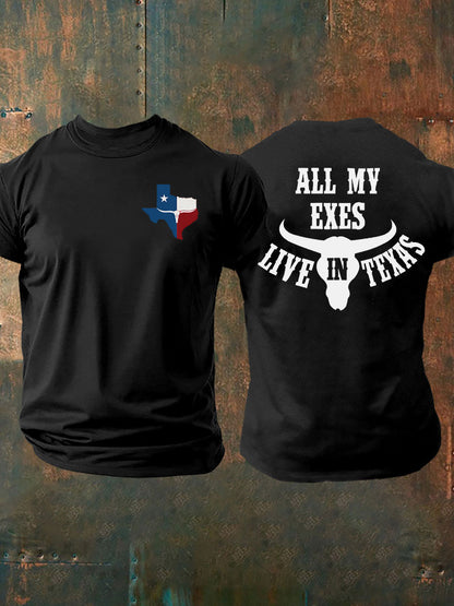 Men's All My Ex's Live In Texas Printed T-shirt