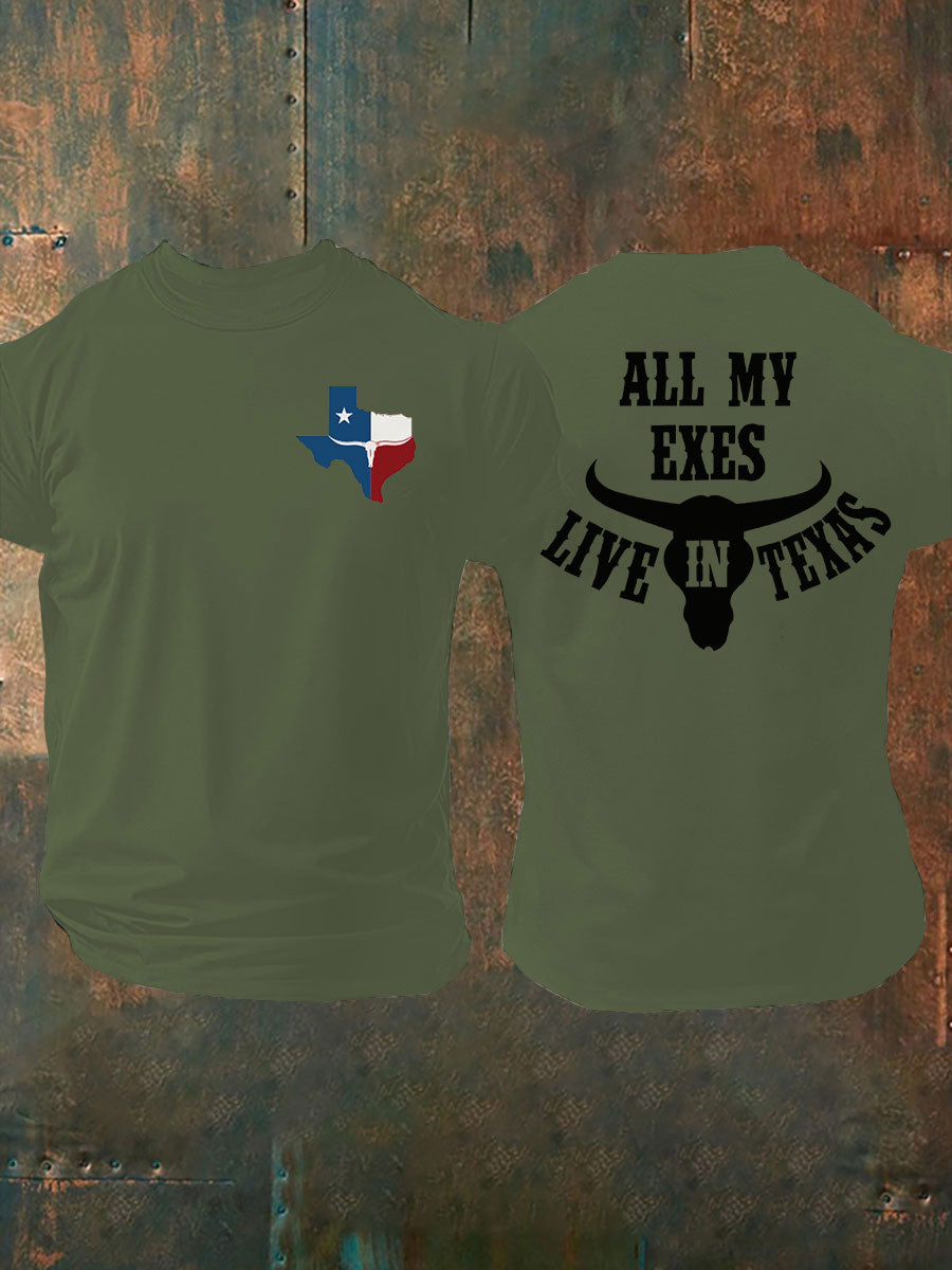 Men's All My Ex's Live In Texas Printed T-shirt