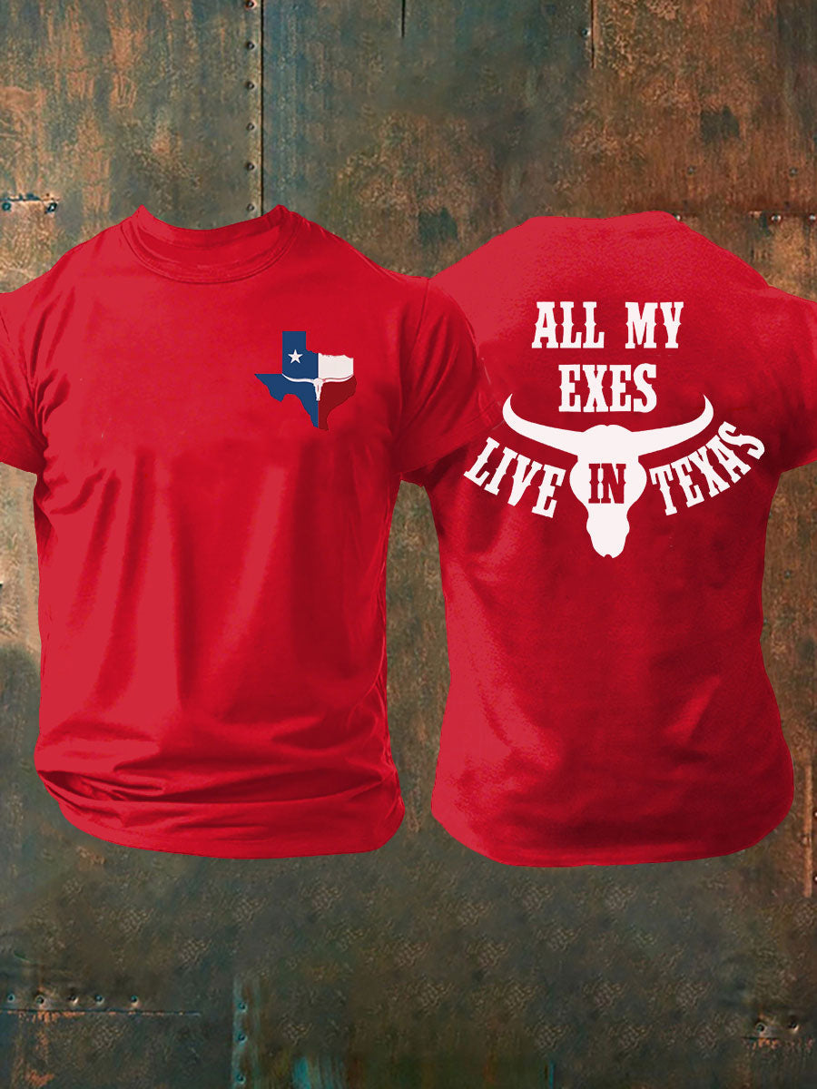 Men's All My Ex's Live In Texas Printed T-shirt