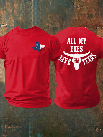 Men's All My Ex's Live In Texas Printed T-shirt