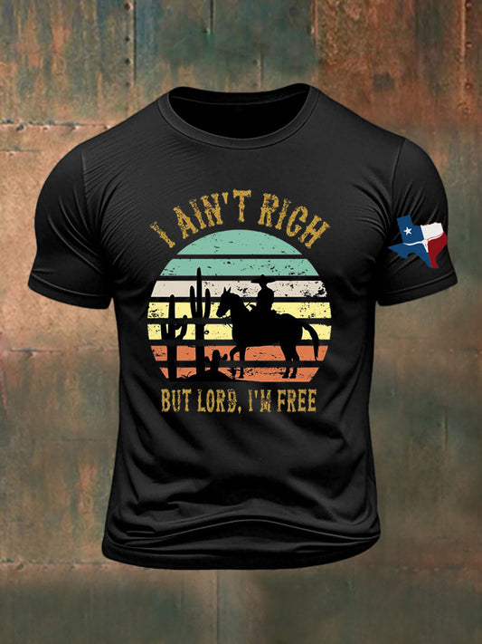 Men's I Ain't Rich But Lord I'm Free Printed T-shirt