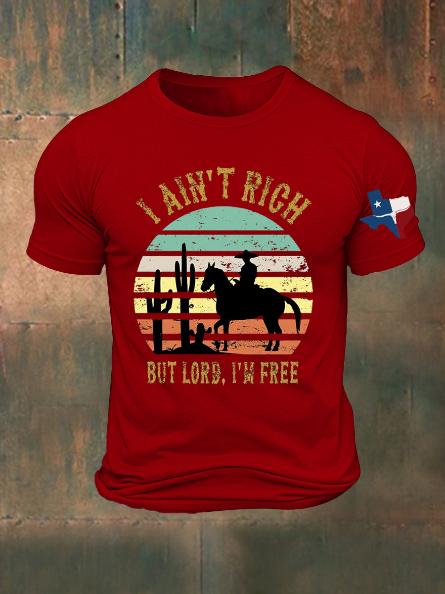 Men's I Ain't Rich But Lord I'm Free Printed T-shirt